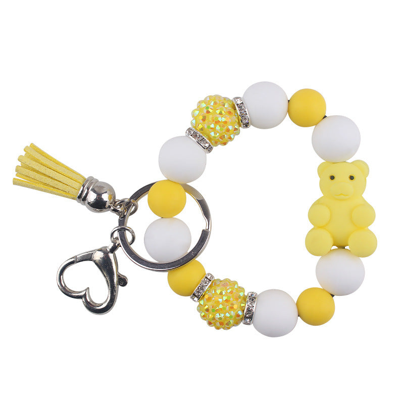 Wholesale Cartoon Silicone Three-dimensional Bear DIY Beaded Bracelet Keychain